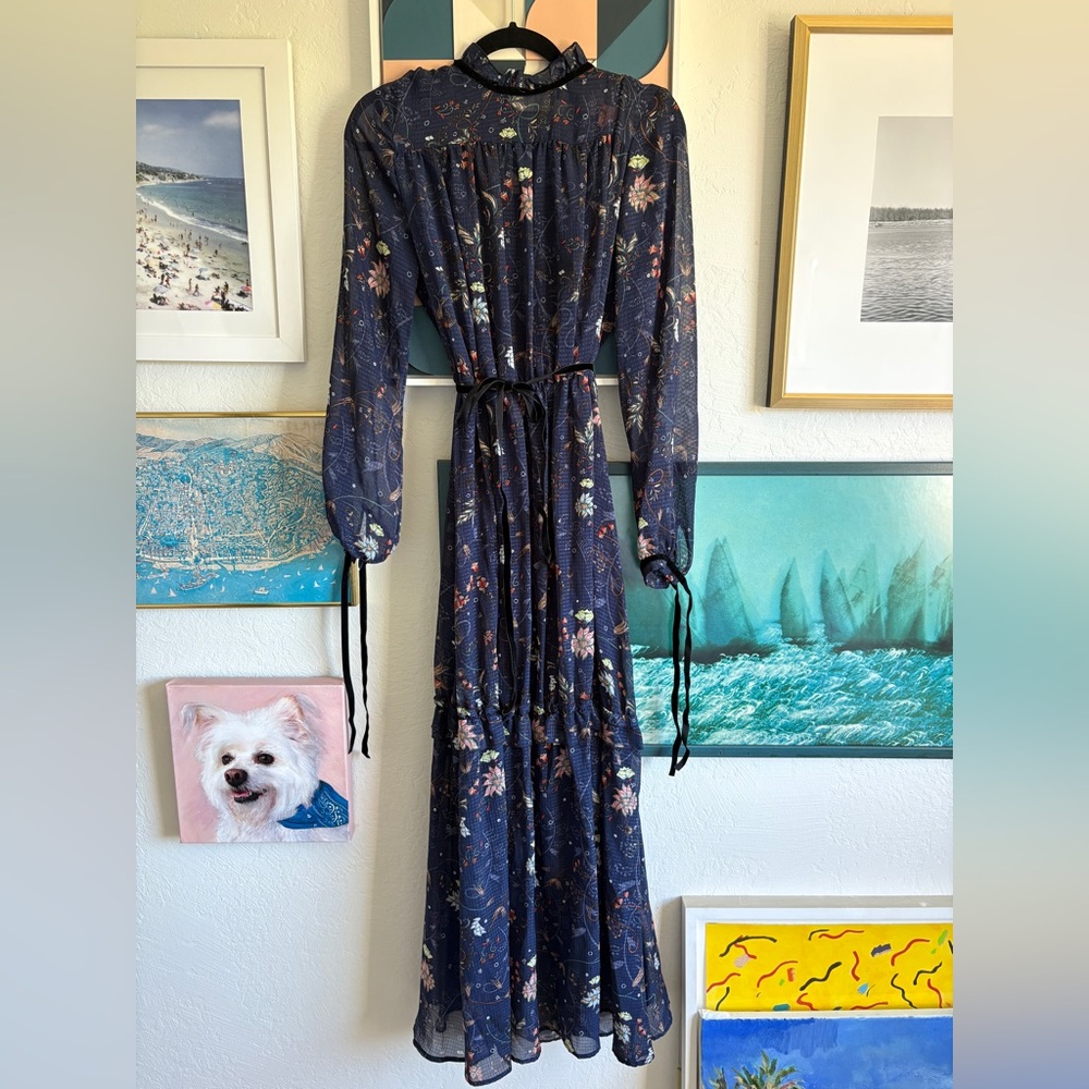 Vero Moda Navy Floral Long-Sleeve Maxi Dress